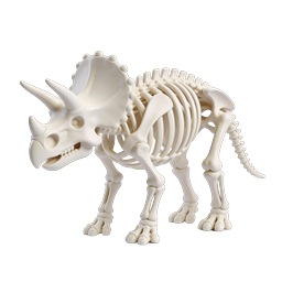 Triceratops Skeleton 3D Icon - Realistic Dino Fossil