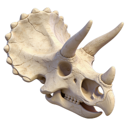Triceratops Dinosaur Skull 3D Icon | Prehistoric Fossil