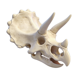 Ícone 3D de Crânio de Triceratops | Fóssil de Dinossauro Pré-histórico