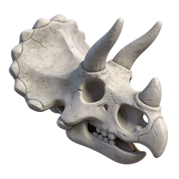 Realistic Triceratops Skull 3D Icon | Dinosaur Fossil