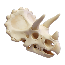 Realistisches Triceratops-Schädel 3D-Icon - Prähistorischer Knochen