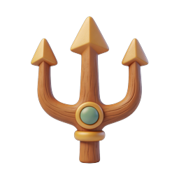 Dreizack-Icon - 3D Clay Design einer mythologischen Meereswaffe