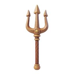 Trident Weapon Icon - 3D Clay Style Mythology Design