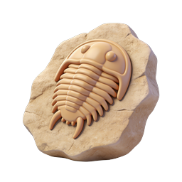 Trilobite Fossil in Stone - 3D Realistic Icon