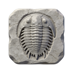 Trilobite Fossil Stone Carved Icon | 3D Realistic Render
