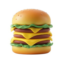 Triple Cheeseburger Icon - 3D Rendered Food Icon