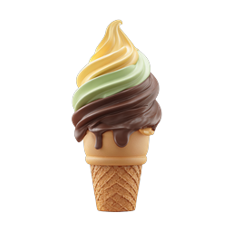 Triple Swirl Soft Serve Ice Cream Cone Realistic Icon