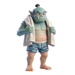 Troll Beach Character 3D Render Icon with Towel