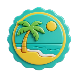 Ícone de emblema de praia tropical - Estilo de argila 3D
