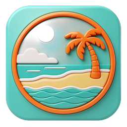 Ícone 3D Paraíso de Praia Tropical | Férias de Verão