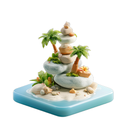 Ícone 3D de argila de ilha tropical - Paraíso