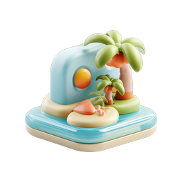 Tropical Beach Island 3D Clay Icon