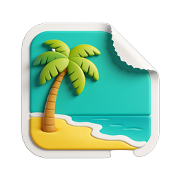 Tropical Beach Palm Tree 3D Sticker Icon