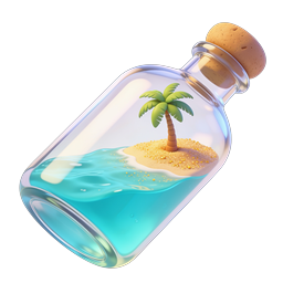 Tropical Paradise in a Glass Bottle 3D Icon