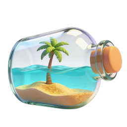 Tropical Island in a Bottle 3D Icon
