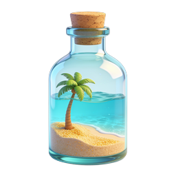 Tropical Paradise in a Glass Bottle 3D Icon