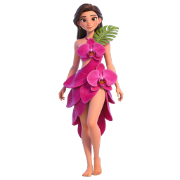 Tropical Flower Girl 3D Character Icon - Pink Orchid Dress