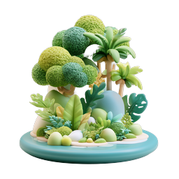 Tropical Garden Diorama Clay Style 3D Illustration Icon