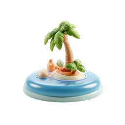 Tropical Island 3D Icon - Palm Tree Paradise