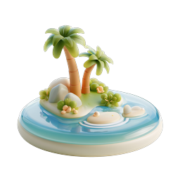 Tropical Island 3D Clay Icon - Paradise Scene