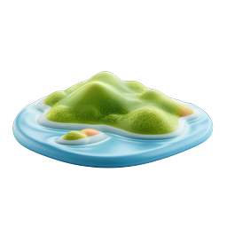 Ícone 3D de Ilha Tropical - Paraíso Verde Exuberante