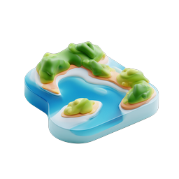 3D Tropical Island Icon - Clay Style Paradise