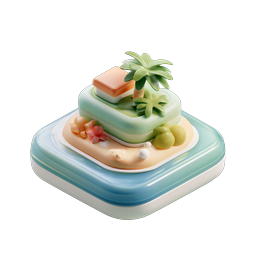 Tropical Island 3D Icon - Paradise Vacation Symbol