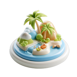 トロピカルアイランド 3D クレイスタイルアイコン
