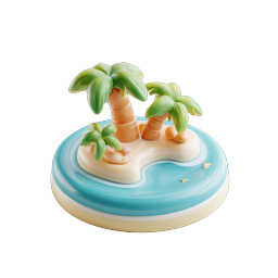 Tropical Island 3D Icon - Palm Trees Paradise Scene