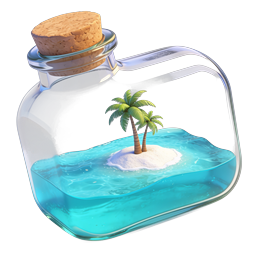 Tropical Island in Glass Bottle - 3D Icon