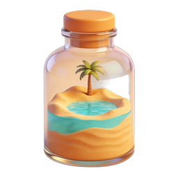 Tropical Island in Glass Bottle 3D Icon