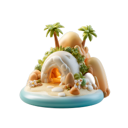 Tropical Island Cave 3D Clay Icon