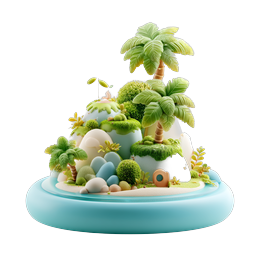 Tropical Island Clay Style 3D Miniature Icon