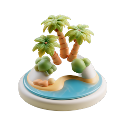 Tropical Island Clay Style 3D Icon