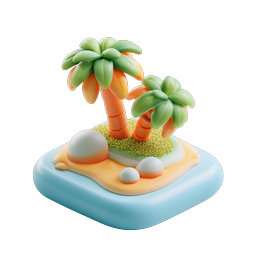 Tropical Island Clay 3D Icon - Palm Tree Paradise