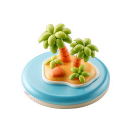 トロピカルアイランドのクレイアイコン - 3D ミニチュアパラダイス