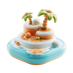 Tropical Island Clay Icon - Paradise Beach Scene