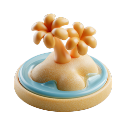 Tropical Island Clay Icon - 3D Palm Tree Paradise