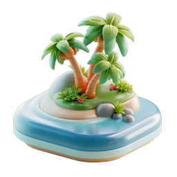 Tropical Island Clay 3D Icon – Palm Trees Paradise