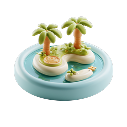 Tropical Island Clay Style 3D Icon | Paradise Palm Tree