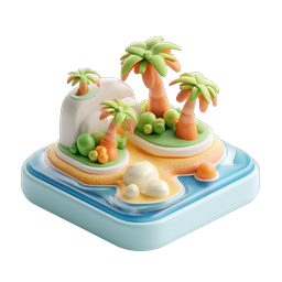 Tropical Island Clay 3D Icon - Paradise Beach