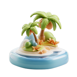 Tropical Island Clay Style 3D Icon