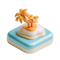 Tropical Island Clay 3D Icon – Palm Tree Paradise