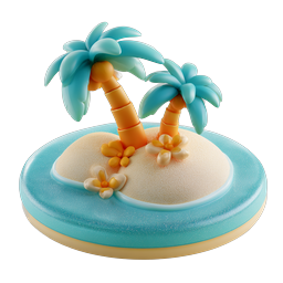 Tropical Island Clay Style Icon - 3D Paradise Palm Trees
