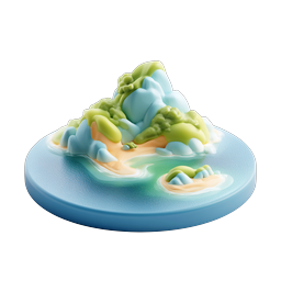 Tropical Island Clay 3D Icon - Paradise Diorama Design