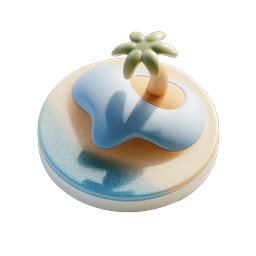 Tropical Island Clay Style 3D Icon for Travel & Vacation