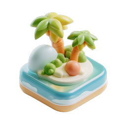 Tropical Island Clay-Style 3D Icon for Games and Apps