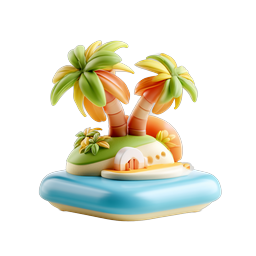 Tropical Island Paradise Clay Icon - Mini Palm Tree Beach