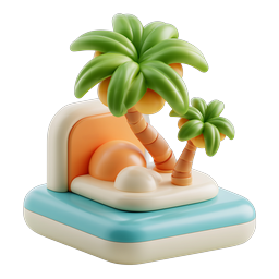 Tropical Island Clay Style 3D Icon - Palm Tree Paradise