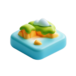 Icono 3D de isla tropical de arcilla - Diseño de paisaje en miniatura